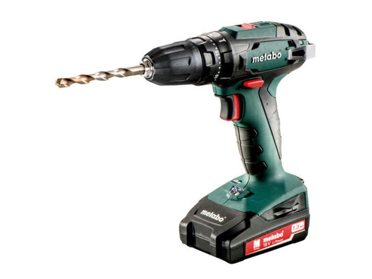 METABO ÜTVEFÚRÓ-CSAVARBEHAJTÓ, SB 18, AKKUS 2X18 V/1,5 AH AKKU, SC 30 TÖLTŐ, MŰANYAG TÁSKA