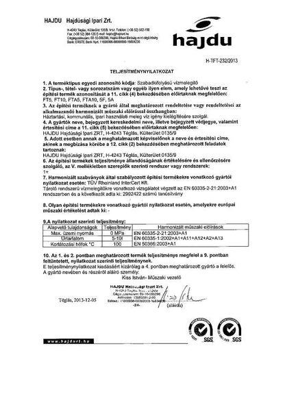 HAJDU FT 5, NYÍLT RENDSZERŰ VÍZMELEGÍTŐ, FELSŐS + CSAPTELEP