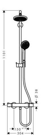 HANSGROHE CROMA 160 1JET SHOWERPIPE ZUHANYRENDSZER - TERMOSZTÁTOS CSAPTELEPPEL