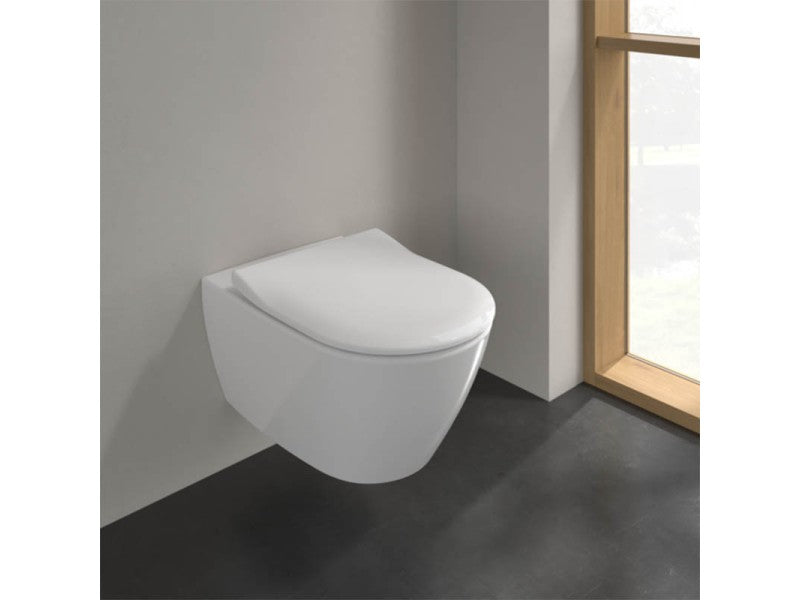 VILLEROY & BOCH SUBWAY 2.0 OVÁLIS, HÁTSÓS, MÉLYÖLÍTÉSŰ, PEREM NÉLKÜLI FALI WC + ÜLŐKE