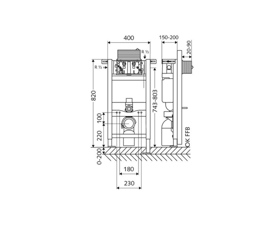 SCHELL MONTUS 820 WC SZERELŐ MODUL FALBA ÉPÍTHETŐ WC TARTÁLY