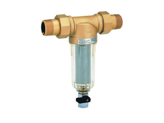 HONEYWELL VÍZSZŰRŐ MINIPLUS 3/4" KM + HOLLANDER, ROZSDAMENTES SZŰRŐ 100 MIKRON, ÁTLÁTSZÓ CSÉSZE