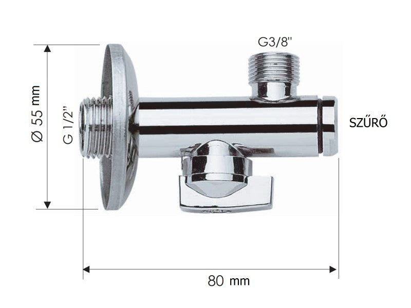 1/2"-3/8" SAROKSZELEP SZŰRŐS REMER