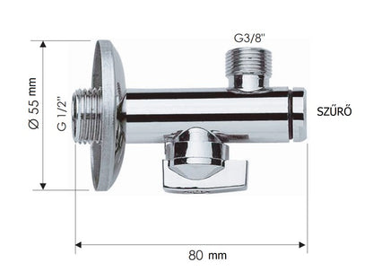 1/2"-3/8" SAROKSZELEP SZŰRŐS REMER