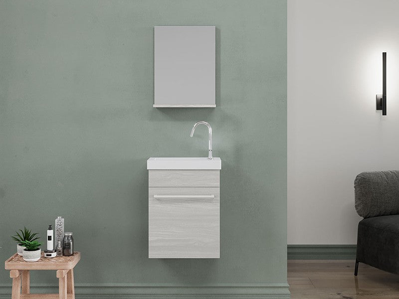 SAVINIDUE PERLA FÜRDŐSZOBA BÚTOR 42X23 + MOSDÓ + TÜKÖR ROVERE BIANCO