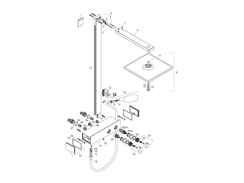 HANSGROHE RAINDANCE SQUARE 300 1JET SHOWERPIPE ZUHANYRENDSZER