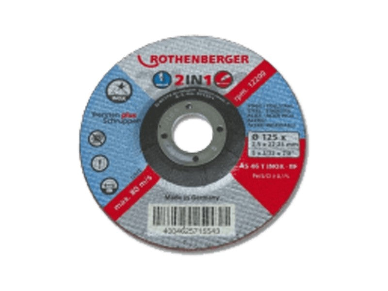 ROTHENBERGER VÁGÓTÁRCSA, ACÉL/INOX, 115X2,5, 2IN1, 71553