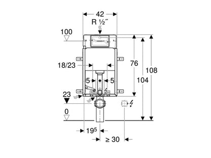 GEBERIT KOMBIFIX BASIC FALI WC SZERELŐELEM 108CM - DELTA 12CM-ES FALSÍK ALATTI ÖBLÍTŐTARTÁLLYAL