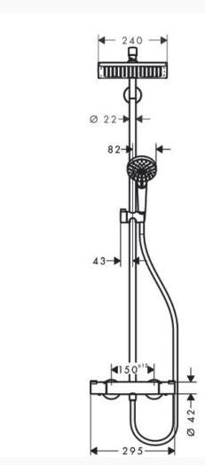 HANSGROHE CROMETTA E 240 1JET SHOWERPIPE ECOSMART ZUHANYRENDSZER TERMOSZTÁTOS CSAPTELEPPEL