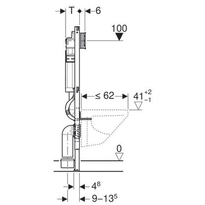 GEBERIT DUOFIX FALI WC SZERELŐELEM112CM - SIGMA 12CM-ES FALSÍK ALATTI TARTÁLLYAL,SIGMA20 NYOMÓLAP