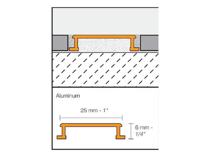 SCHLÜTER DESIGNLINE AME BORDÜRPROFIL 2,5M, MATT ELOX,ALU, DEKORLÉC