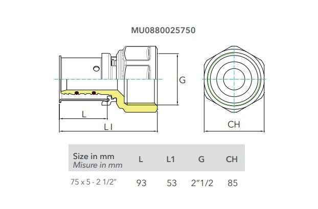 COMISA PRESS 75X5-2 1/2" BM CSATLAKOZÓ