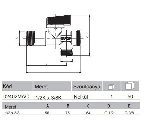 1/2"-3/8" SAROKCSAP MINI ARCO SZŰRŐS VÍZKŐMENTES VITAQ   44#