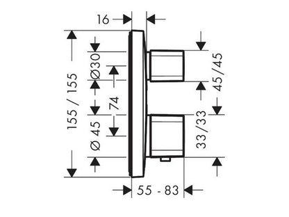 HANSGROHE ECOSTAT E TERMOSZTÁTOS SZÍNKÉSZLET 2 FOGYASZTÓHOZ