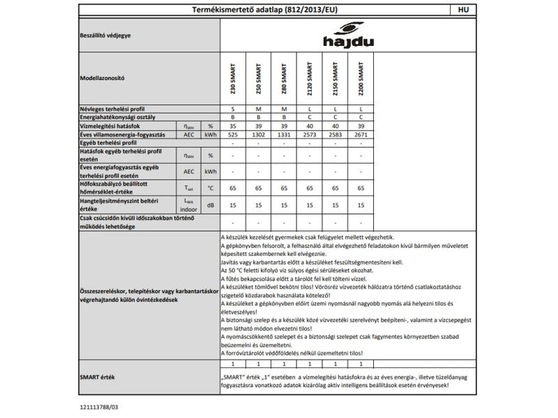 HAJDU VILLANYBOJLER Z120 L SMART