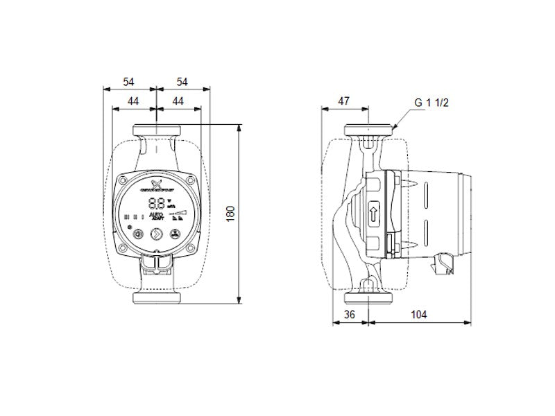 GRUNDFOS ALPHA2 25-60 180 1X230V 50HZ 6H