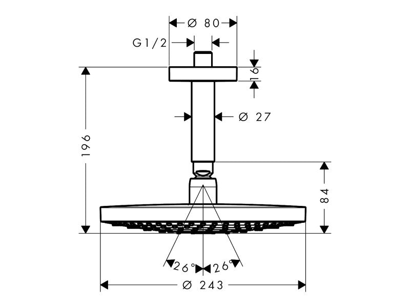 HANSGROHE RAINDANCE SELECT S 240 2JET FEJZUHANY 390MM ZUHANYKARRAL ECOSMART