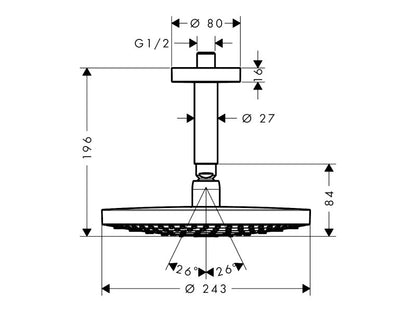 HANSGROHE RAINDANCE SELECT S 240 2JET FEJZUHANY 390MM ZUHANYKARRAL ECOSMART