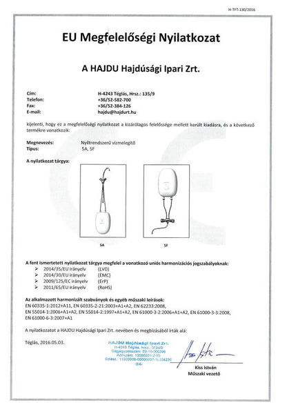 HAJDU AQUASTIC 5F VÍZMELEGÍTŐ FELSŐS AQ 5F 2121123312