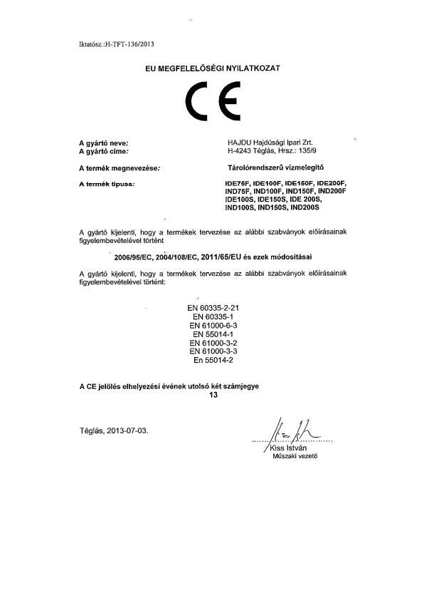 HAJDU IND150S INDIREKT TÁROLÓ ÁLLÓ ERP