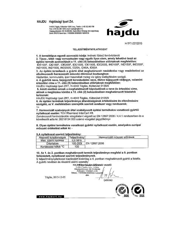 HAJDU IND200F INDIREKT TÁROLÓ FALI ERP !!!