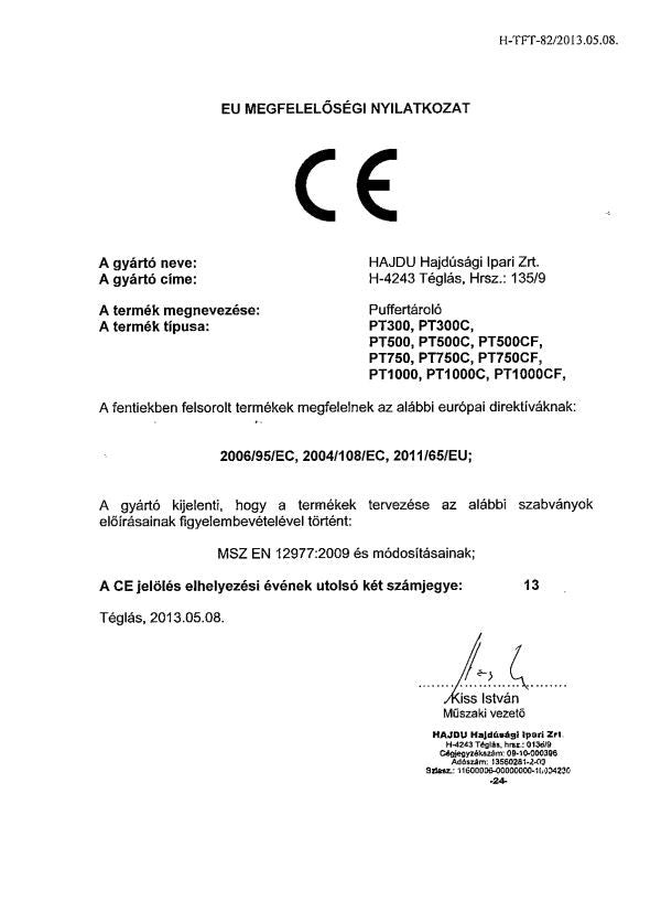 HAJDU PT 300   FŰTÉSI PUFFERTÁROLÓ + SZIGETELÉS, HŐCSERÉLŐ NÉLKÜL