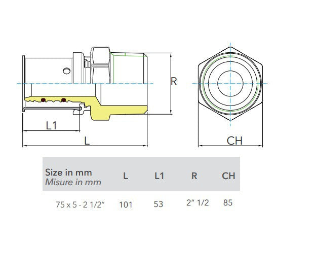 COMISA PRESS 75X5-2 1/2" CSATLAKOZÓ KM