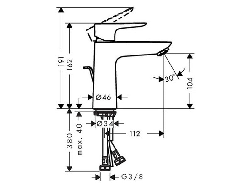 HANSGROHE TALIS E 110 MOSDÓCSAPTELEP - AUTOMATA LEERESZTŐVEL