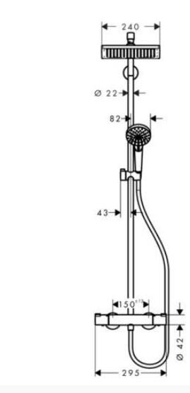 HANSGROHE CROMETTA E 240 1JET SHOWERPIPE ZUHANYRENDSZER TERMOSZTÁTOS CSAPTELEPPEL