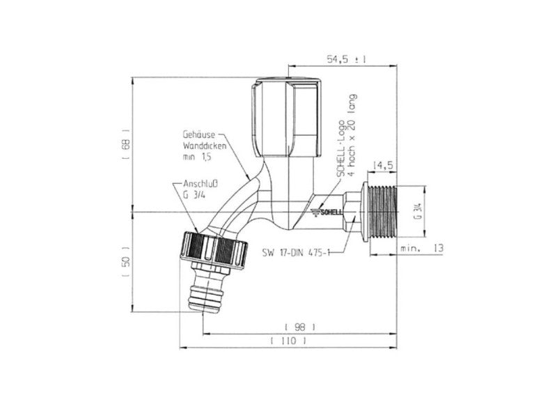 SCHELL COMFORT KIFOLYÓSZELEP VISSZAFOLYÁSGÁTLÓVAL 3/4"