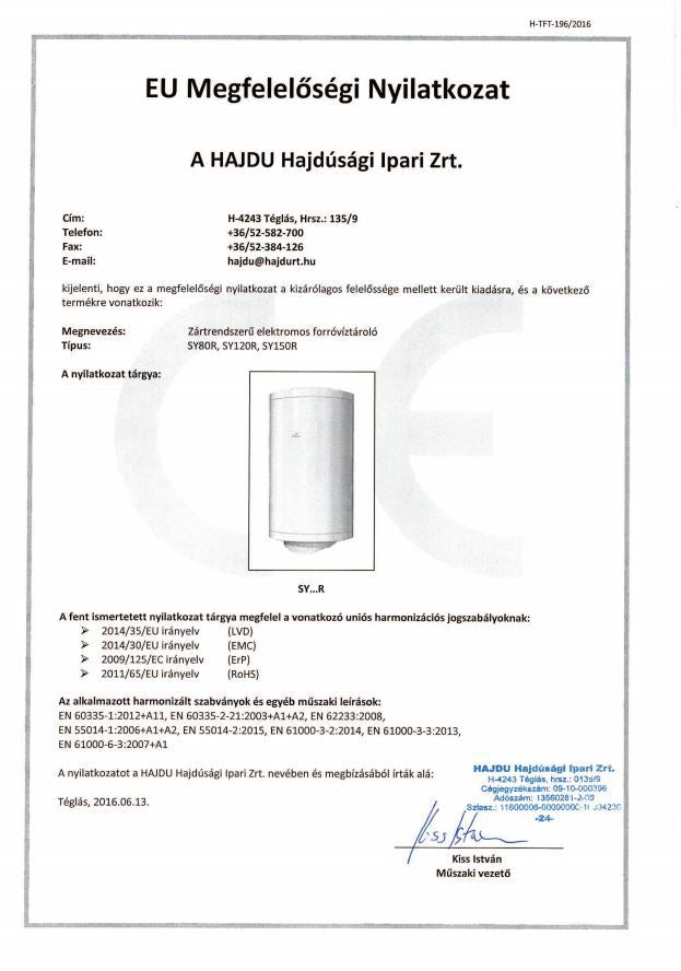 HAJDU VILLANYBOJLER SY150R SMILEY