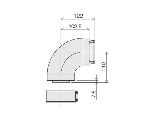 AKCIÓS BERETTA KONCENTRIKUS 90° KÖNYÖK IDOM, D80/125, ALU/ALU !!