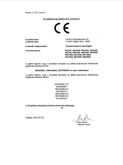 HAJDU IDE100F INDIREKT TÁROLÓ FALI + KERÁMIA FŰTŐB. ERP